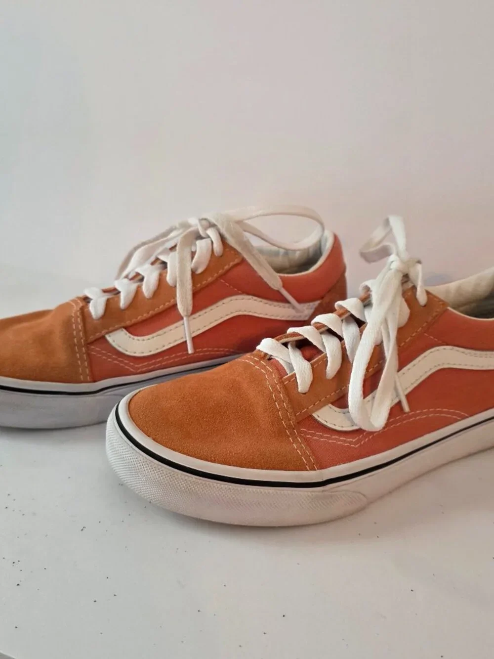 Vans Old Skool Low Top, Orange Canvas & Suede Youth Sneakers, Size 4.5